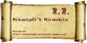 Mikustyák Mirandola névjegykártya